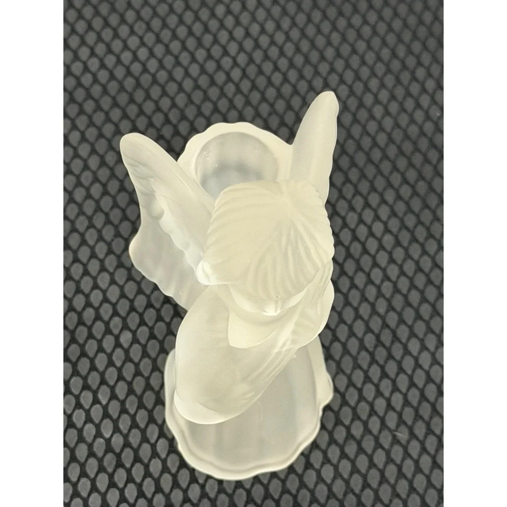 Crystal Caroling Angels Candle Holders Frosted Playing Musical Instruments Set 3